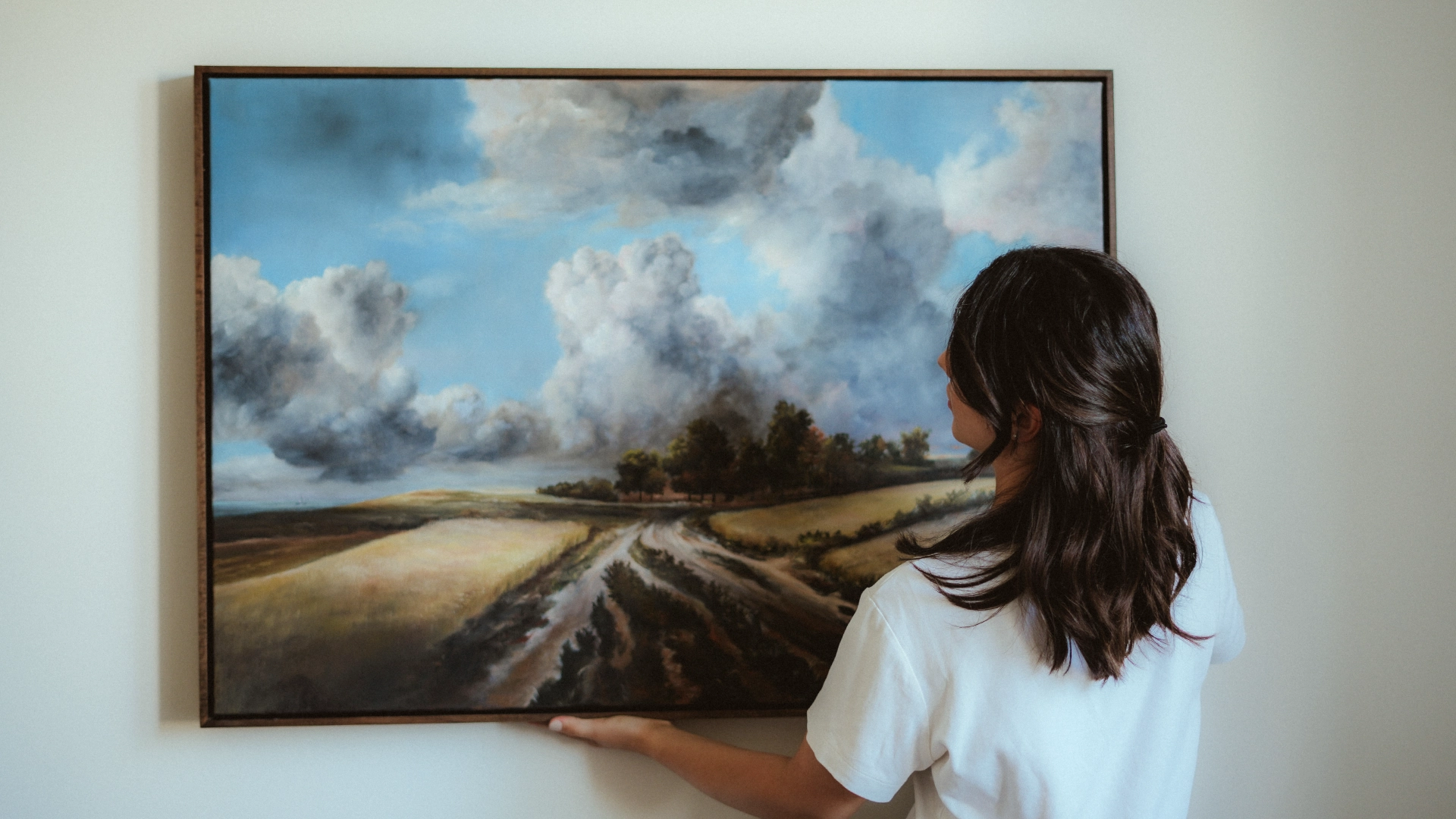 Abstract textured painting with impasto style and neutral palette